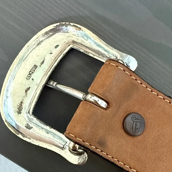 Justin Odessa Star Silver Texas Ranger Brown Leather Belt Vtg 1994 Size 36 - Picture 15 of 16